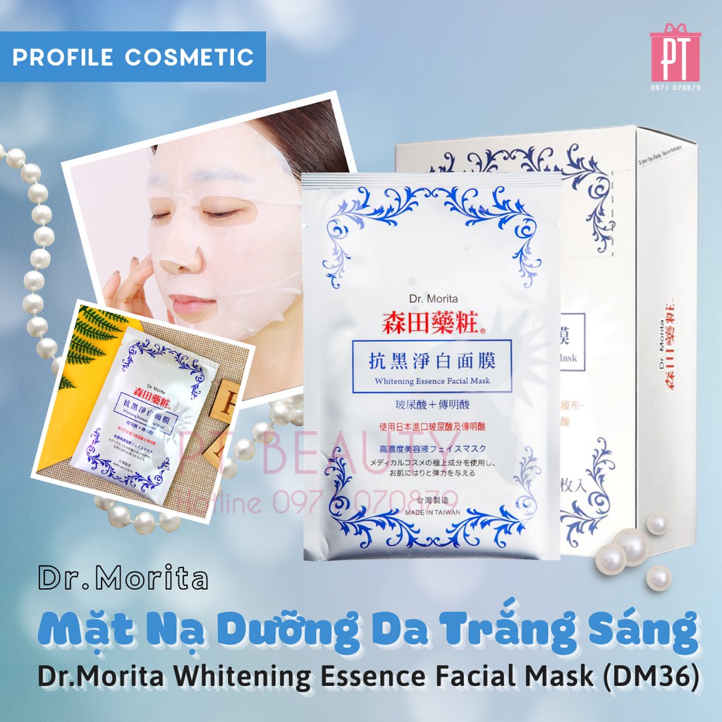 [Date T8/2022] DM36 ☆ Hộp 10 miếng mặt nạ Dr.Morita dưỡng trắng da Whitening Essence Đài Loan