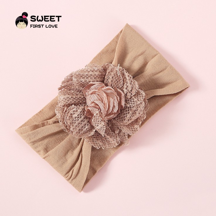 Turban- băng đô cotton cho bé cotton mềm mịn hoa ren