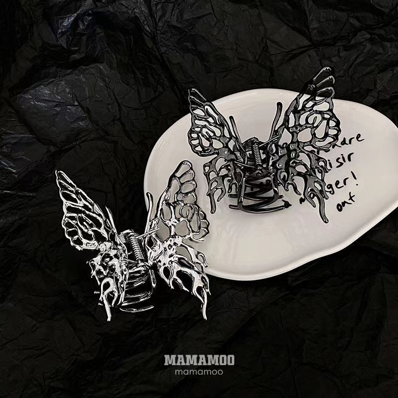 Kẹp tóc IF YOU hình bướm màu bạc phong cách Hàn Quốc cổ điển cho nữ