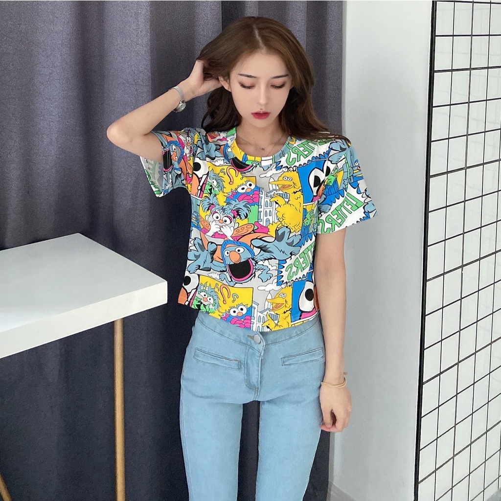Áo thun tay ngắn in hình thời trang dành cho nữ