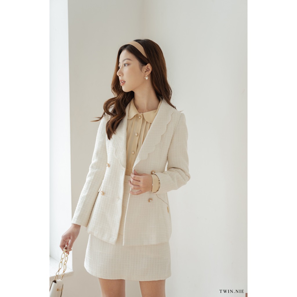 Áo dạ tweed dáng dài nữ Hàn Quốc sang chảnh ngọt ngào [TNA12204]
