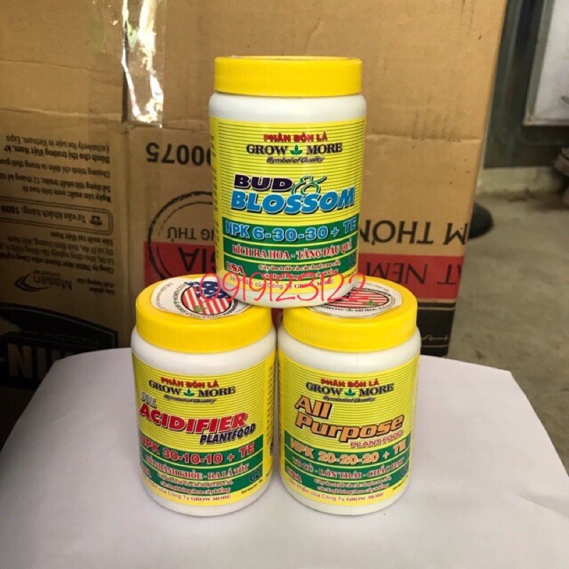 combo 3 lọ phân bón lá growmore cho 3 giai đọan phát triển cây