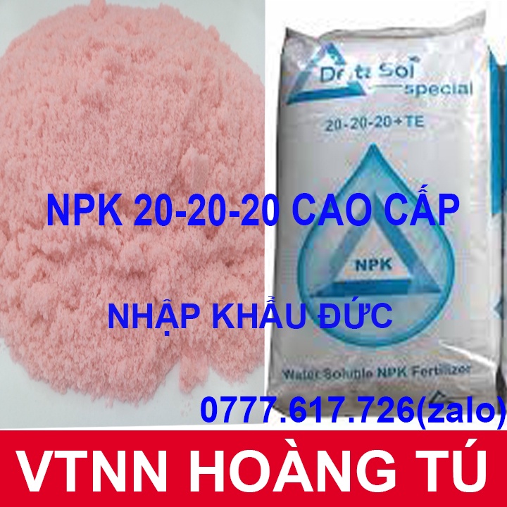 Phân NPK 20-20-20 + T, NHẬP KHẨU ĐỨC - Giúp hoa lớn, đẹp màu, lâu tàn chai 100 gram