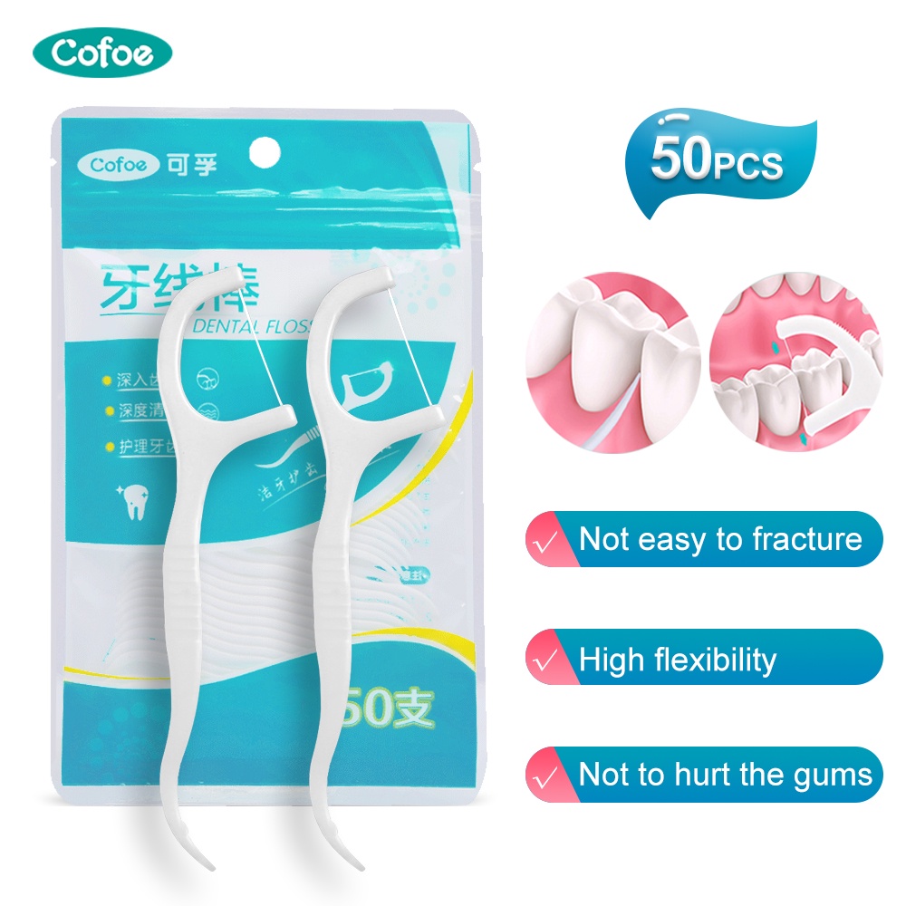 Set 50 Chỉ Nha Khoa Cofoe Tiệt Trùng Sợi Chỉ Mảnh Giúp Chăm Sóc Răng Miệng