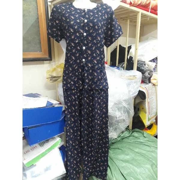 Bộ lanh hoa (quần dài - áo cộc ) dành cho người già