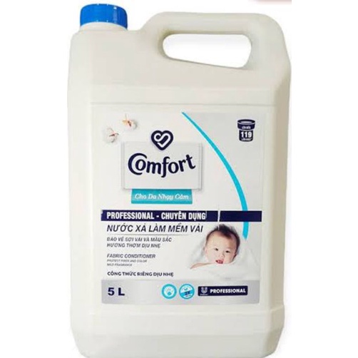 Nước Xả Comfort Chuyên Dụng Làm Mềm Vải Da Nhạy Cảm Can 5 Lít