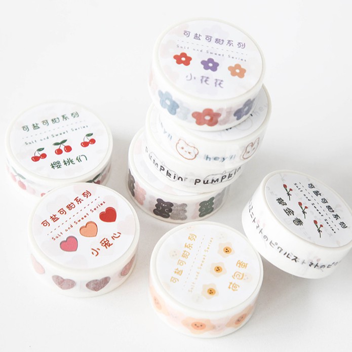 &lt;Ảnh Thật Shop Chụp&gt; Băng Keo Dính Washi Tape Icon Xinh Xắn Trang Trí Sổ Tay Nhật Kí Khay Đựng Bút Teeci630