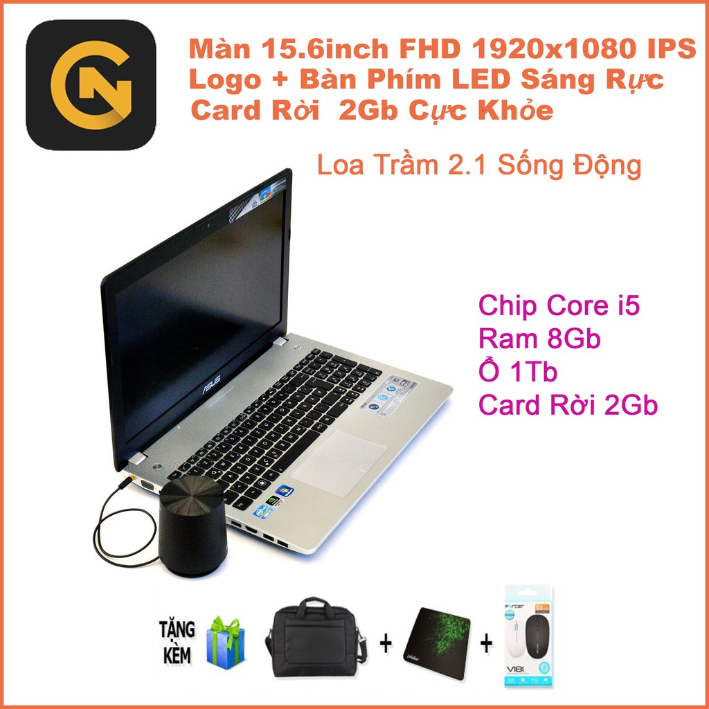 [Ngon-Bổ-Rẻ] Laptop Asus N56JV Core i5/Ram 8Gb/Ổ 1Tb/Màn 15"FHD Logo + Phím LED + Loa Rời 2.1 | BigBuy360 - bigbuy360.vn