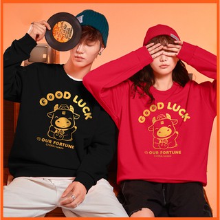 Áo Sweater Đôi Nam Nữ Xuân Tân Sửu 2021 - Chất dày cực đẹp - Hình in trâu siêu Cute [TẶNG TẤT NAM NỮ]