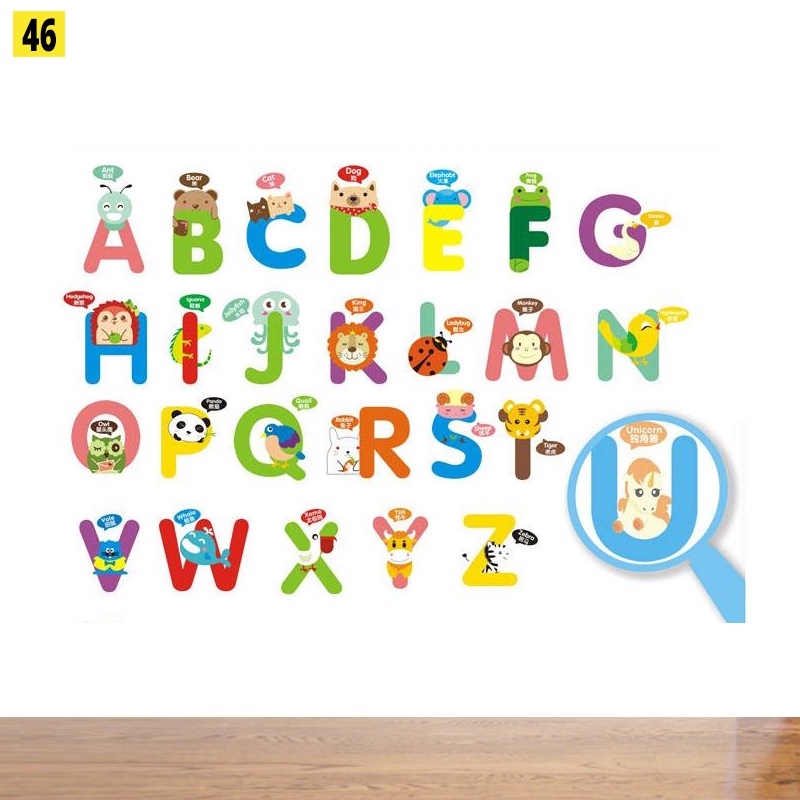 Tranh decal, decal dán tường, dán kính ❤️GIÁ SIÊU RẺ❤️ trang trí phòng cho bé chủ đề số đềm và bảng chữ cái