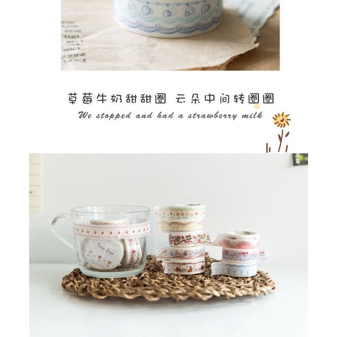 (Chiết theo chu kỳ) Băng dính washi tape hoạ tiết đáng yêu thích hợp trang trí JOURNAL