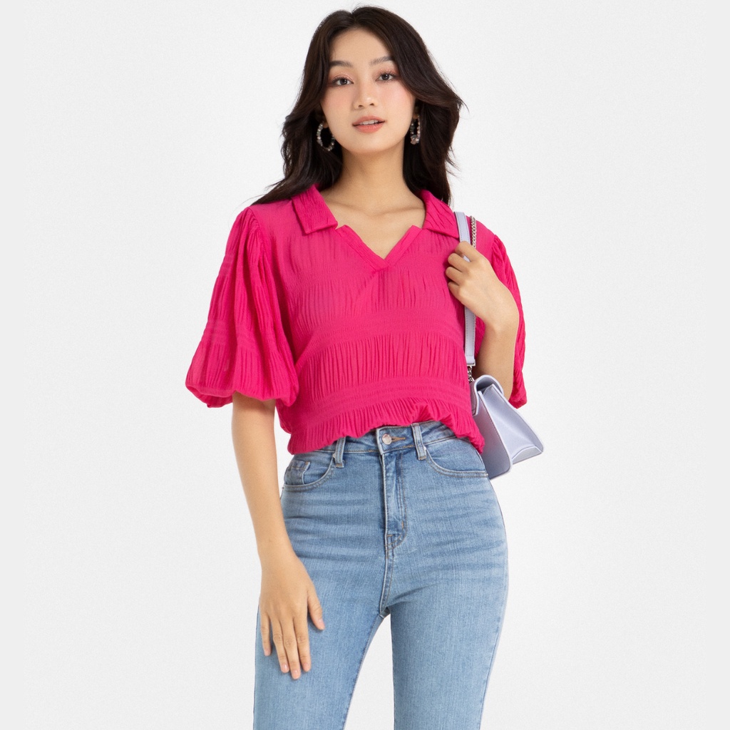 Áo Kiểu Sơmi Thời Trang Nữ HNOSS Tay Lỡ HNAKI052