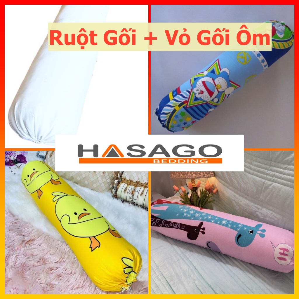 Ruột Gối Ôm + Áo Gối Ôm Vỏ Gối Ôm Cỡ 35x100cm Có Bèo và Dây Buộc (mẫu 34 đến 53)