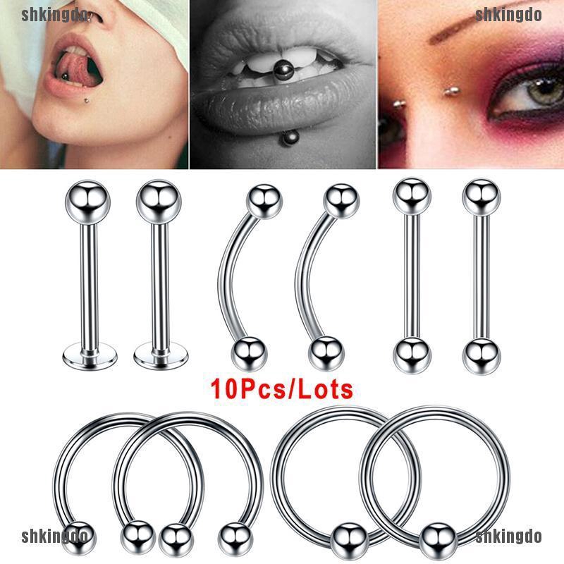 Bộ 10 khuyên xỏ cơ thể thiết kế độc đáo cá tính thời trang