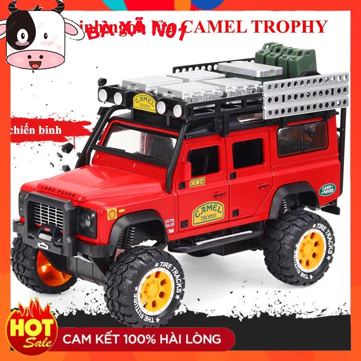 Mô hình xe LAND ROVER TROPHY 91 CAMEL tỉ lệ 1:24 chất liệu kim loại mở cửa có đèn pha và âm thanh