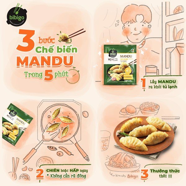 Bánh Mandu CJ Bibigo Nhân Thịt/ Hải Sản/ Thịt và Bắp gói  175g - 350g
