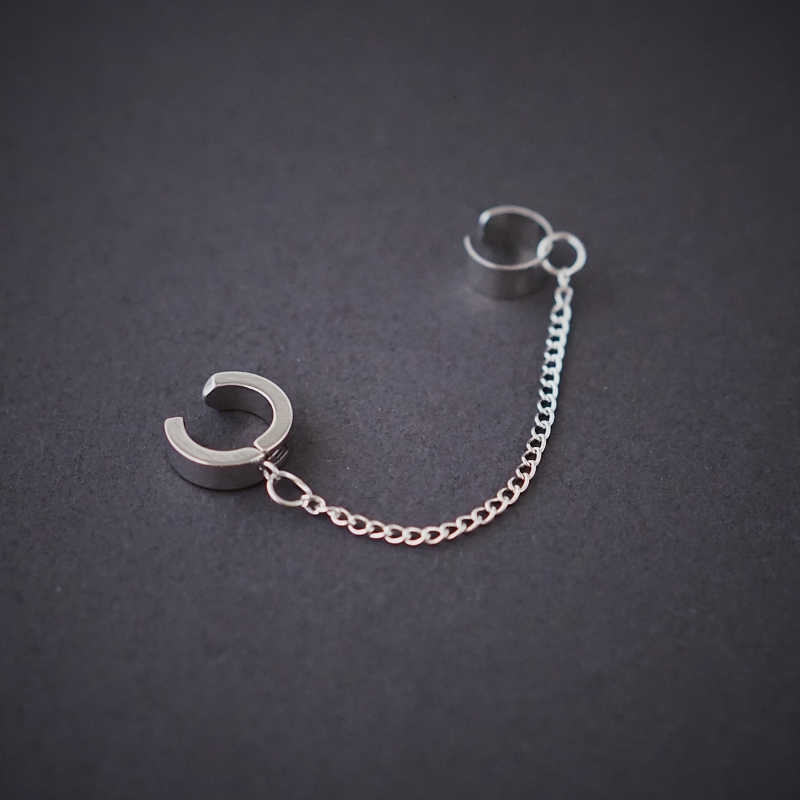 Bông Tai Kiểu Kẹp Phối Xích Cá Tính Cho Nữ