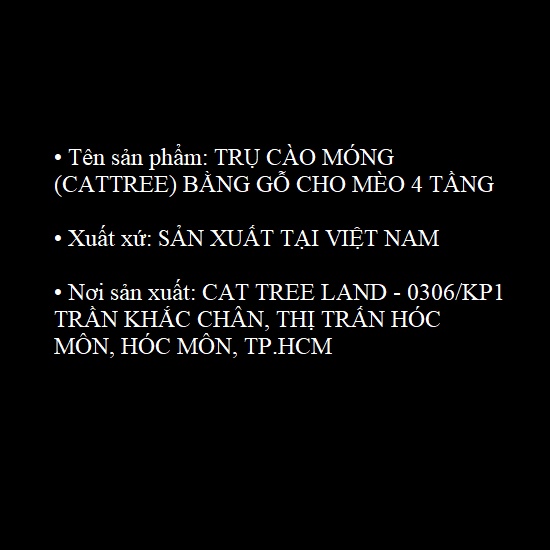 TRỤ CÀO MÓNG (CATTREE) BẰNG GỖ CHO MÈO 4 TẦNG - NHÀ CÂY CHO MÈO CÀO MÓNG, ĐỒ CHƠI MÈO MÀI MÓNG