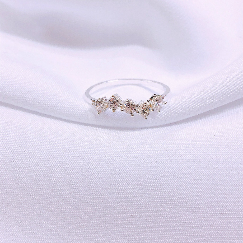 Xả kho nhẫn nữ bạc thật mặt sóng đính đá nhỏ siêu xinh LINH MIU SILVER