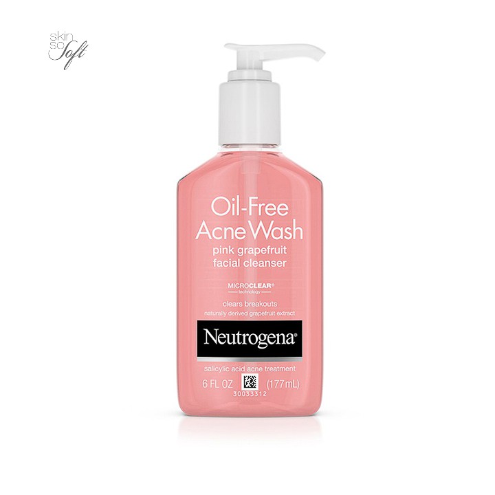 Sữa Rửa Mặt Neutrogena Oil Free Acne Wash Pink Grapefruit Facial Cleanser (177ml) - skinsosoft