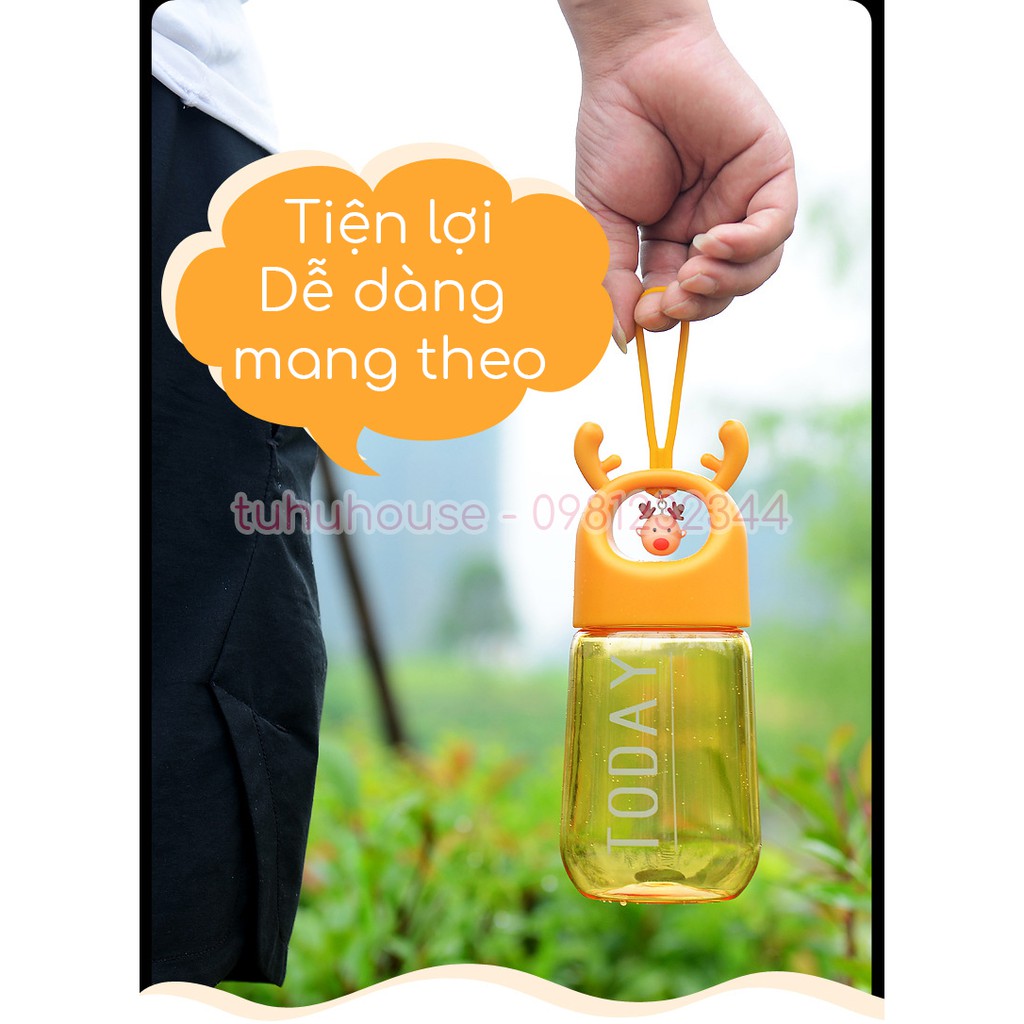 Bình Nước Nhựa Có Tay Cầm Kiểu Hoạt Hình Xinh Xắn Đáng Yêu Cho Bé Dung Tích 480ml | BigBuy360 - bigbuy360.vn