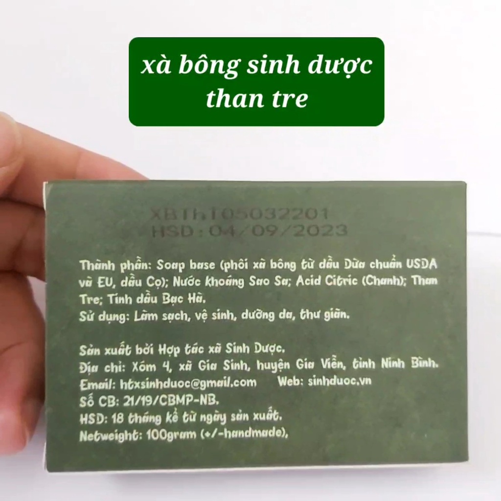 Xà bông sinh dược than tre 100g xà phòng tắm chiết xuất nguyên chất từ thảo mộc thiên nhiên