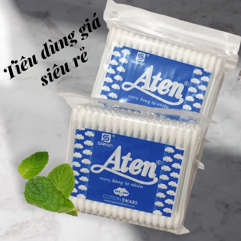Gói bông ngoáy tai Aten - Việt Nam, 100 que bông ngoáy tai trẻ em, người lớn kháng khuẩn, chất lượng cao