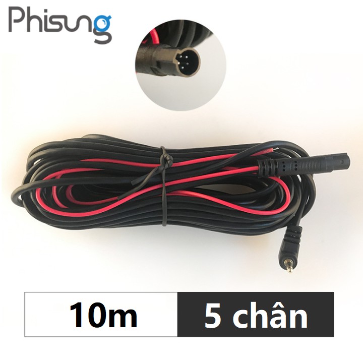 Dây nguồn kết nối 5 chân dài 10M dành cho camera hành trình và camera lùi, jack 2.5mm Công suất 12-36W | WebRaoVat - webraovat.net.vn