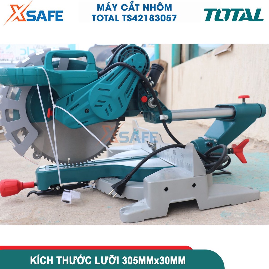 Máy cắt nhôm TOTAL TS42183057 công suất 2400W, kích thước lưỡi 305x30mm, tốc độ không tải 4500rpm thanh trượt đôi