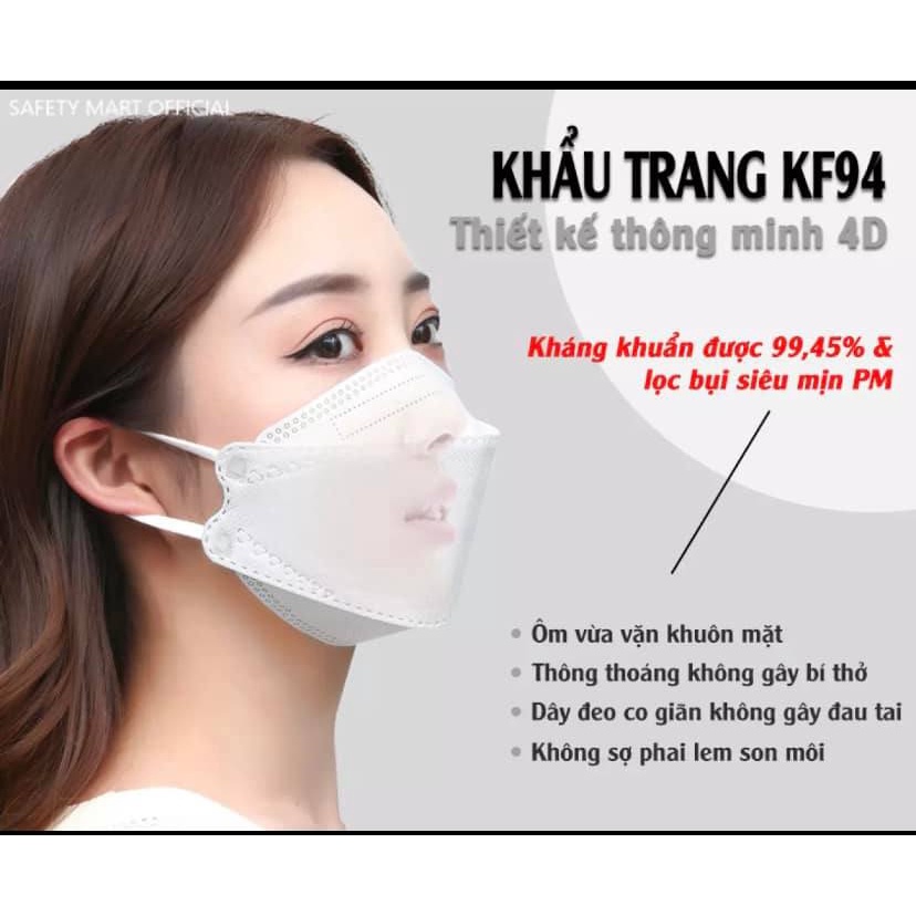 Khẩu trang KF94, Khẩu trang 4D Chống Bụi Mịn Và Kháng Khuẩn Hàng Cao Cấp.