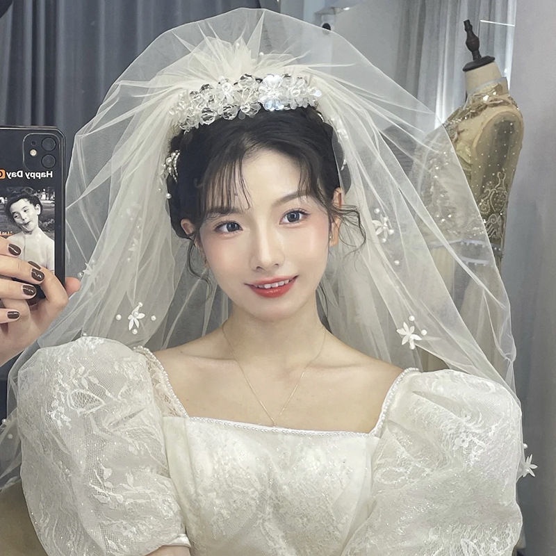 [Aishang Đẹp Phụ Kiện] Khăn Gạc Nhám Vải Gạc Mạ Điện Làm Phụ Kiện Chụp Ảnh Cưới Phong Cách Cô Dâu