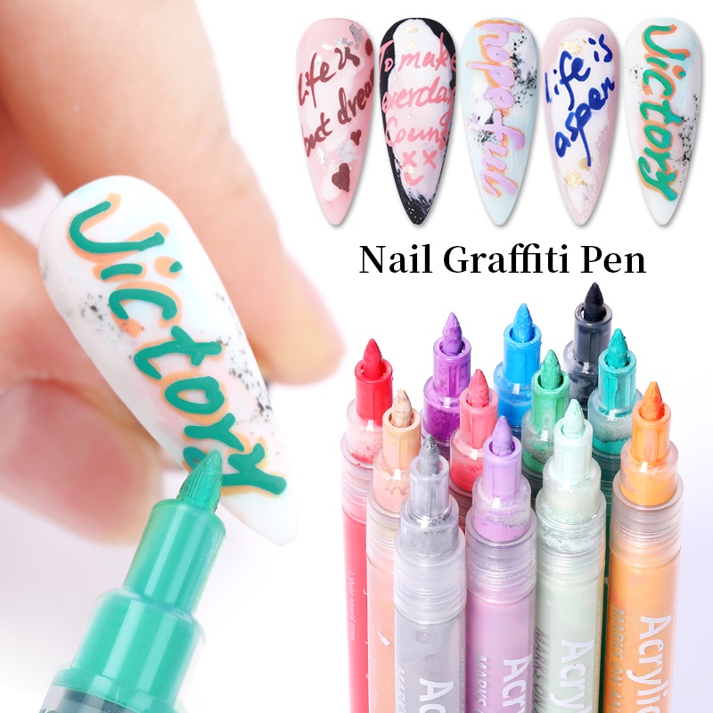 1 Bút Vẽ Móng Nghệ Thuật 3D Chống Nước Màu Neon