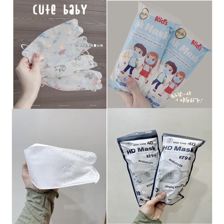 Khẩu Trang 4D KF94 dành cho Người Lớn và Trẻ Em