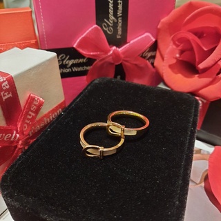 Nhẫn titan nữ love forever không gỉ thiết kế kiểu viền xà cừ trắng sáng tinh xảo
