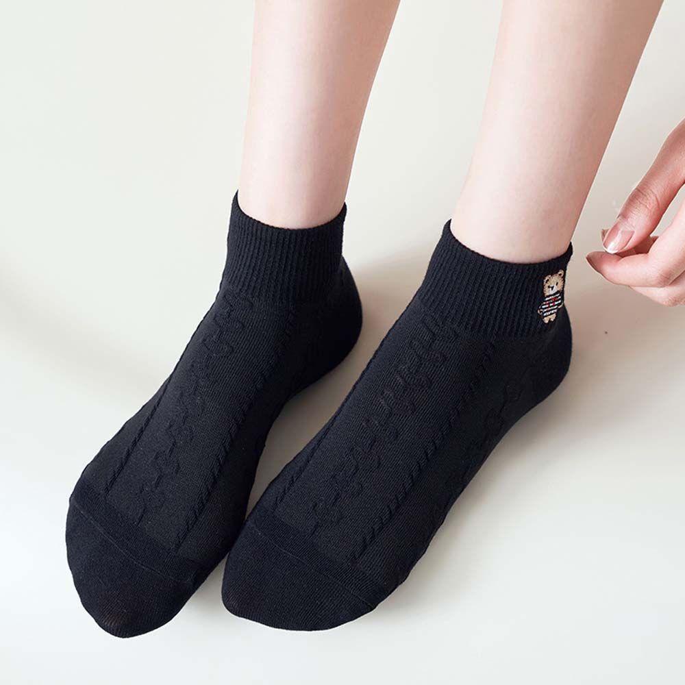 Tất Cotton Cổ Thấp Thêu Họa Tiết Hoạt Hình Xinh Xắn Theo Phong Cách JK 1