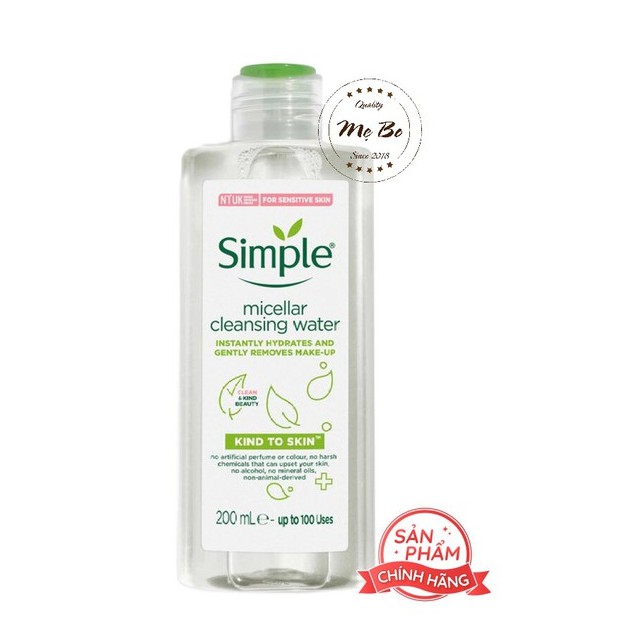 Nước Tẩy Trang Simple Dành Cho Da Nhạy Cảm 200ml