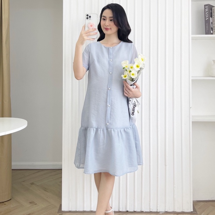 MEDYLA - Đầm bầu dự tiệc mùa hè thiết kế tơ óng lót lụa cho bầu đi chơi du lịch dự tiệc - SP1054