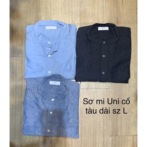Áo sơ mi UNIQLO cổ tàu dài