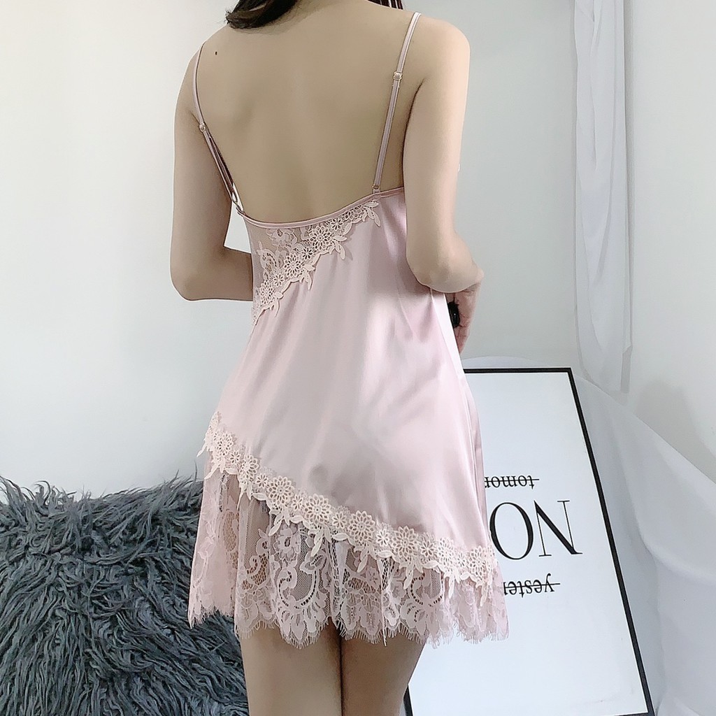 Váy ngủ lụa cao cấp FREE SHIP đầm ren Quảng Châu