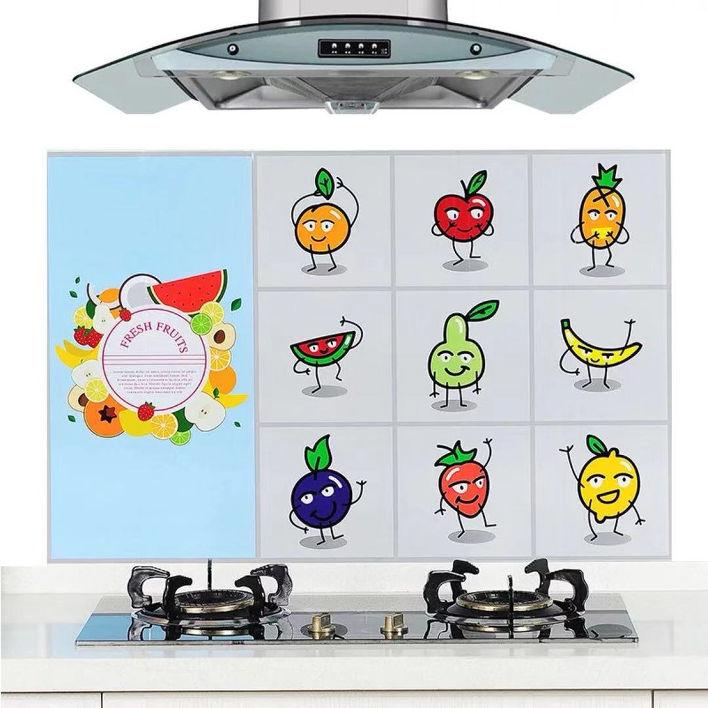 Decal dán bếp tráng nhôm chịu nhiệt - Trái Cây Hoạt Hình
