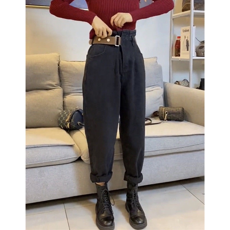 Quần Bò Baggy Trơn  Kèm Thắt Lưng Da Siêu Đẹp