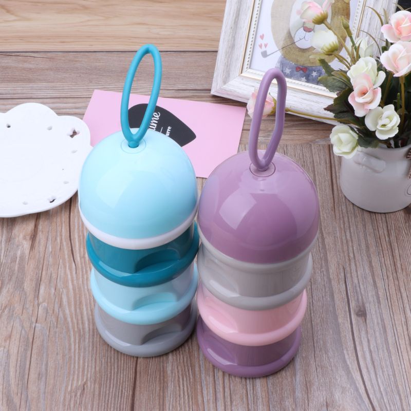 Hộp đựng sữa bột/thức ăn/thức ăn ba ngăn nhỏ gọn cho bé sơ sinh