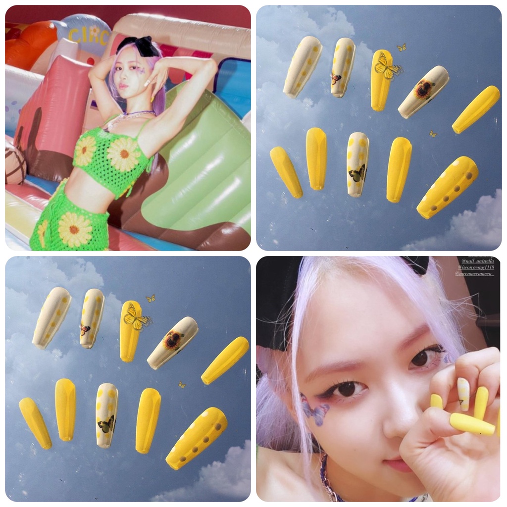 (Ảnh thật)Set Nailbox Rosé BlackPink Ice Cream MV Móng giả úp Nail kpop