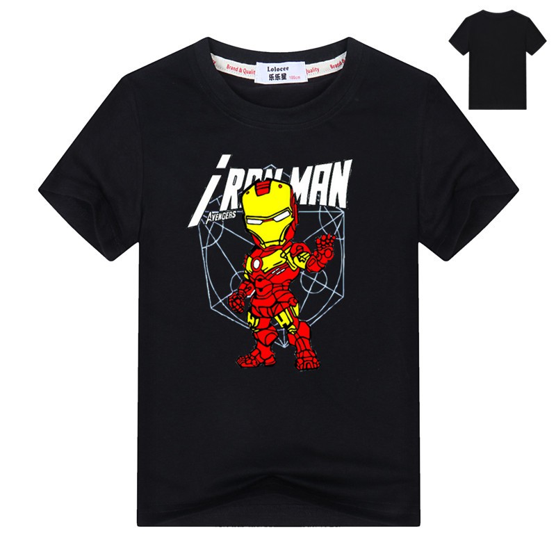 Phong cách mới Siêu nhân Anime T áo sơ mi Kids Boy Hip Hop Cotton Funny Tops người Sắt