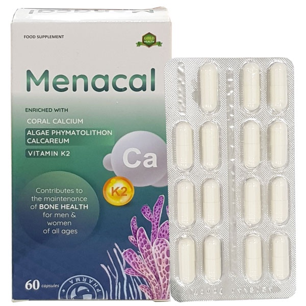 MENACAL - Viên uống bổ sung Canxi D3 K2 tự nhiên cho bà bầu (hộp 60 viên) xuất xứ Tây Ban Nha