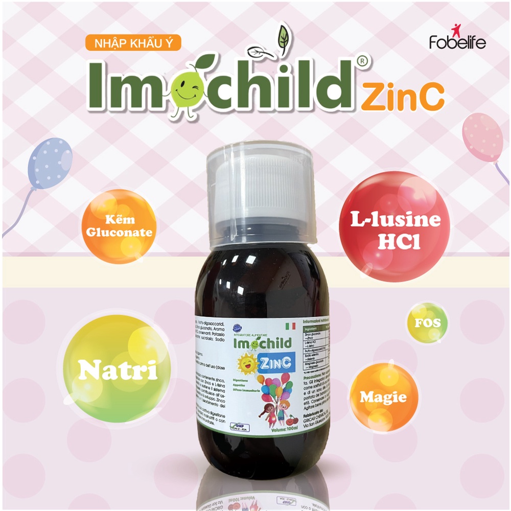 [Mã BMINC50 giảm 10% đơn 99K] Siro Giúp Trẻ Ăn Ngon Imochild ZinC Hấp Thụ Dưỡng Chất, Tăng Sức Đề Kháng (chai 100ml)