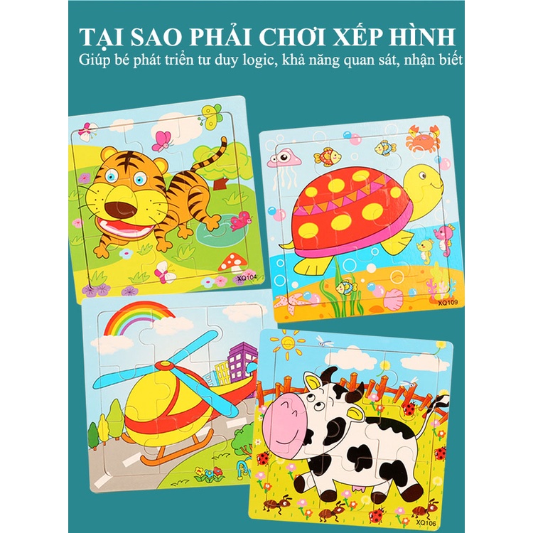 Combo 5 Tranh Ghép Gỗ Tranh Ghép 9 Miếng Đồ Chơi Gỗ Xếp Hình ( Giao Ngẫu Nhiên Không Trùng)