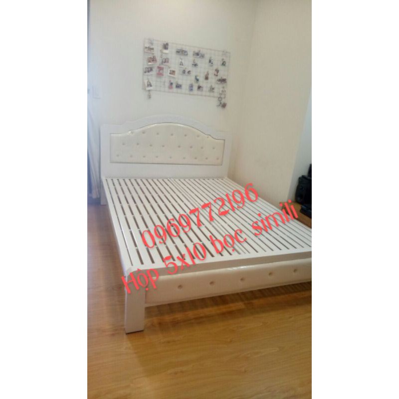 Giường sắt hộp 5x10 bọc simili cao cấp 1m6x2m ( hình chụp thật) | BigBuy360 - bigbuy360.vn