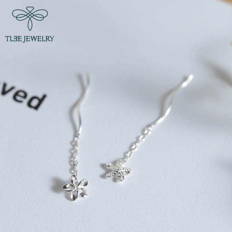 Khuyên tai bạc TLEE Hoa sứ dáng tua dài nữ tính TleeJewelry B0174