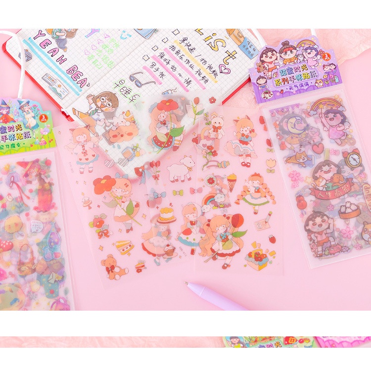 Set 3 Tấm Sticker Nhũ Vàng Cắt Sẵn Có Quai Siêu Dễ Thương